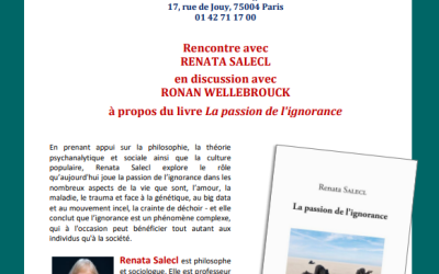 Renata Salecl presents her book in Paris